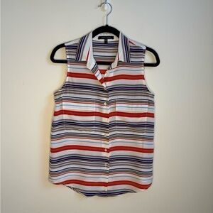 Judith & Charles Silk Striped Multicolour Sleeveless Top Size 4